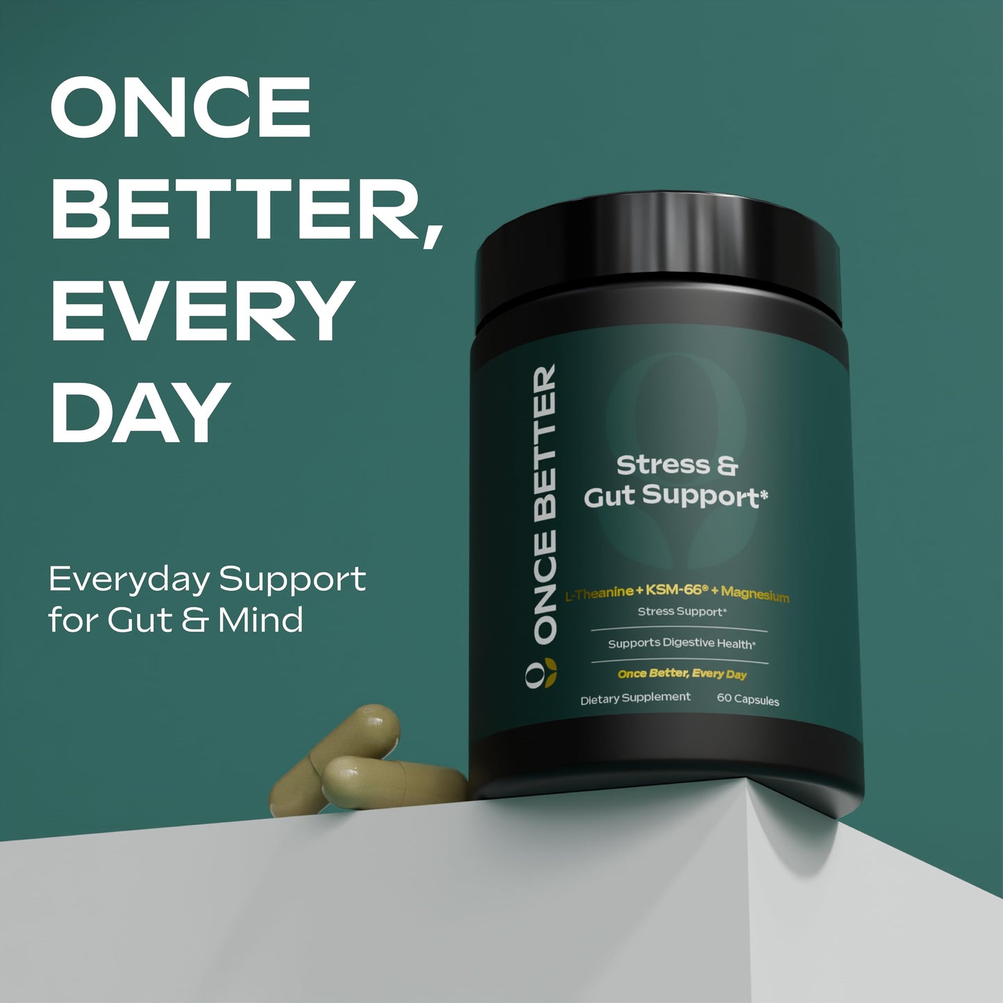 Once Better Stress & Gut Support Supplement Capsule 60 Count