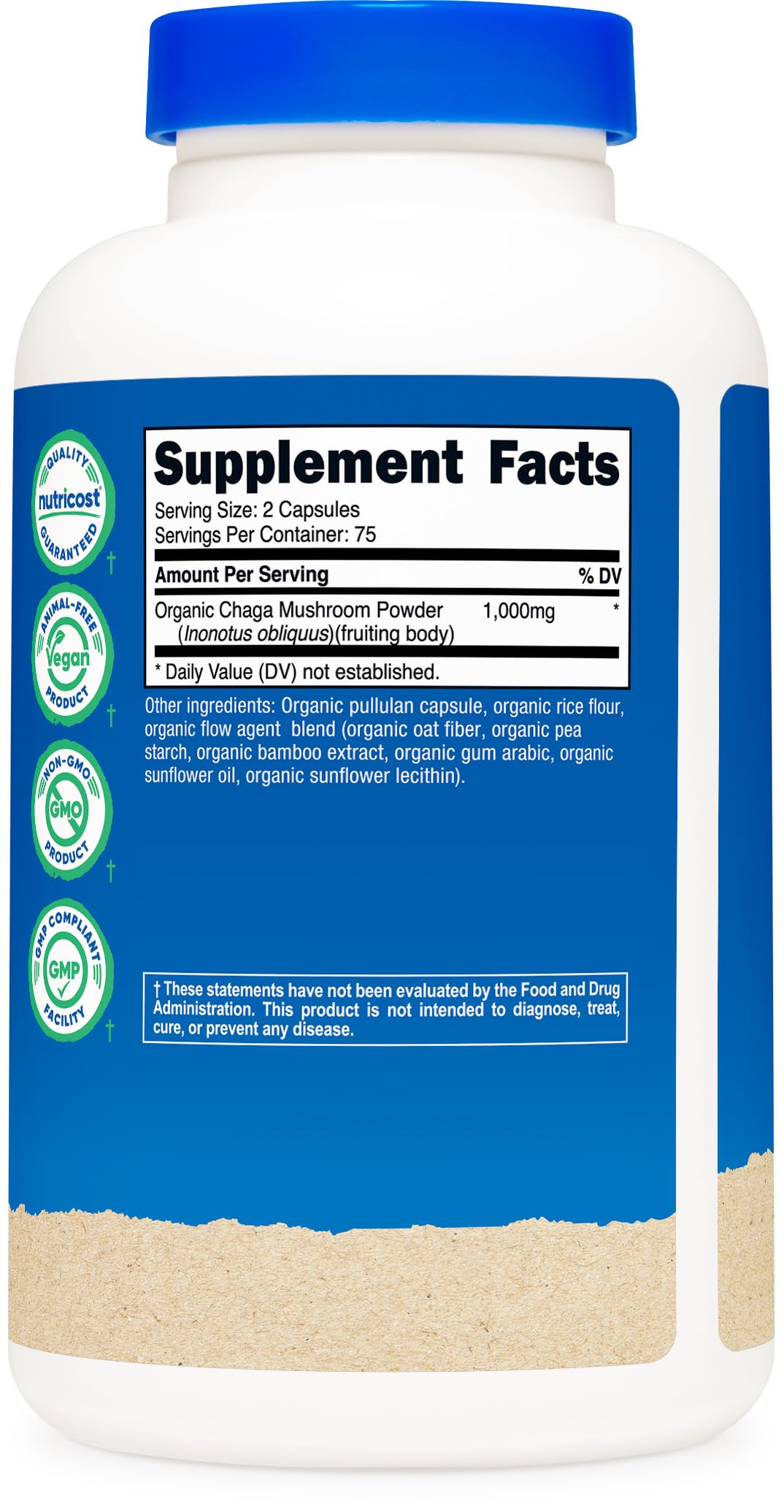 Nutricost Organic Chaga Mushroom (1000mg) Capsules, 150 Count