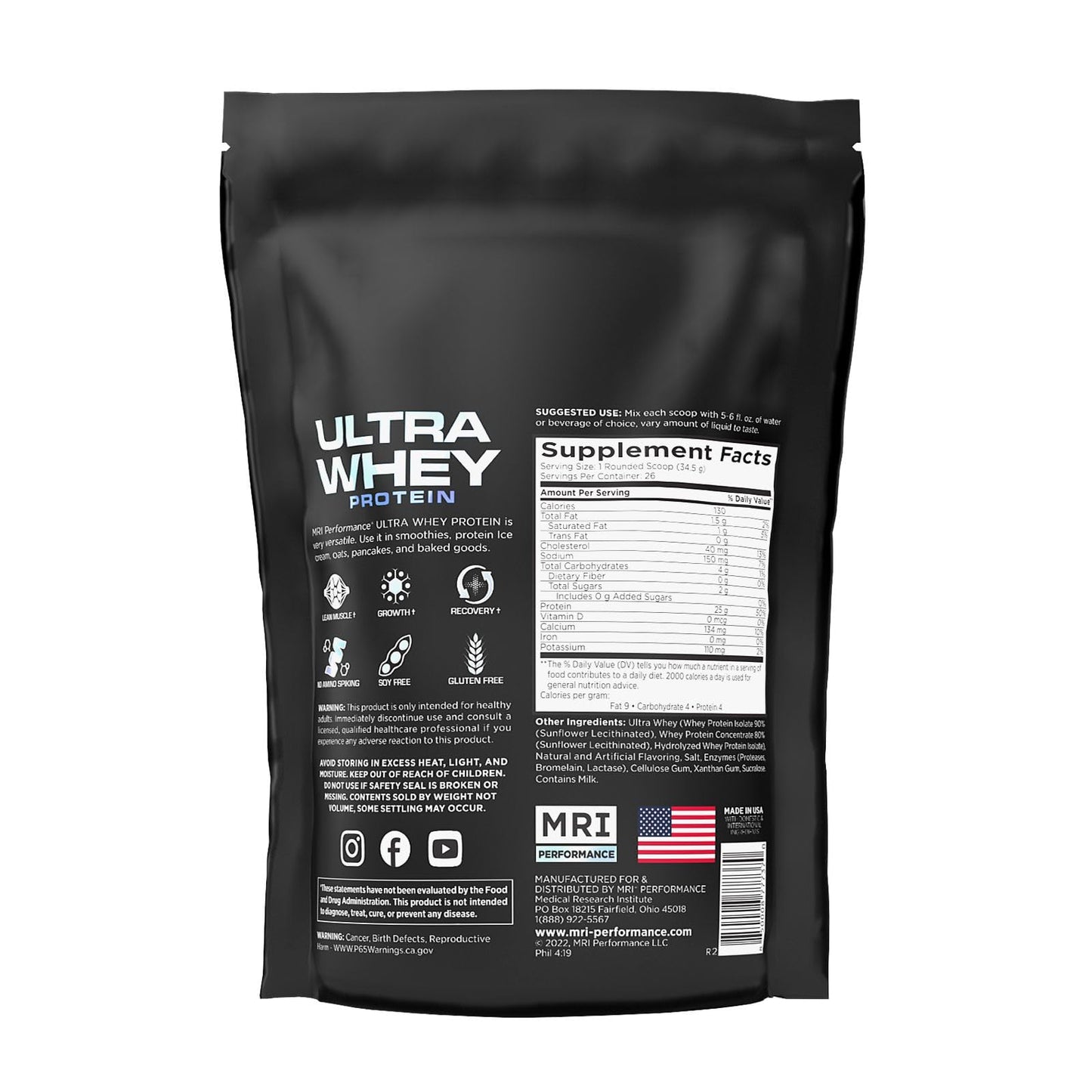 MRI Ultra Whey Protein 25g Hydrolyzed Isolate Blend Powder Marshmallow Crunch, 16 Servings