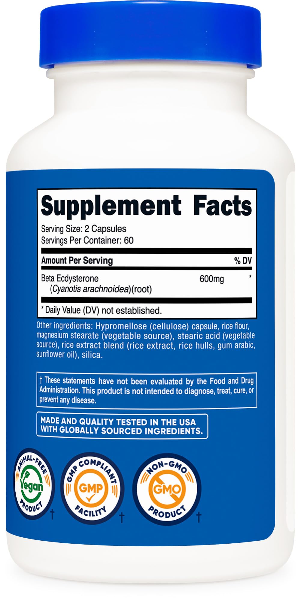 Nutricost Beta Ecdysterone 600mg per Serving Capsule 120 Capsules