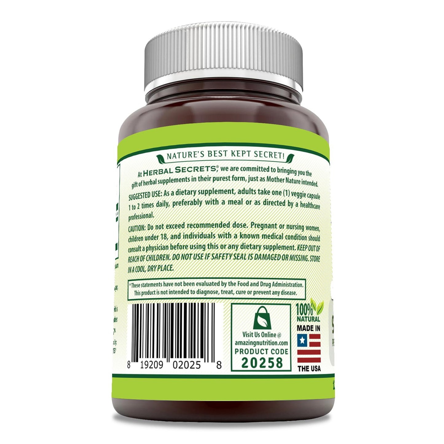 Herbal Secrets Maca Supplement Capsule 120 Veggie Capsules