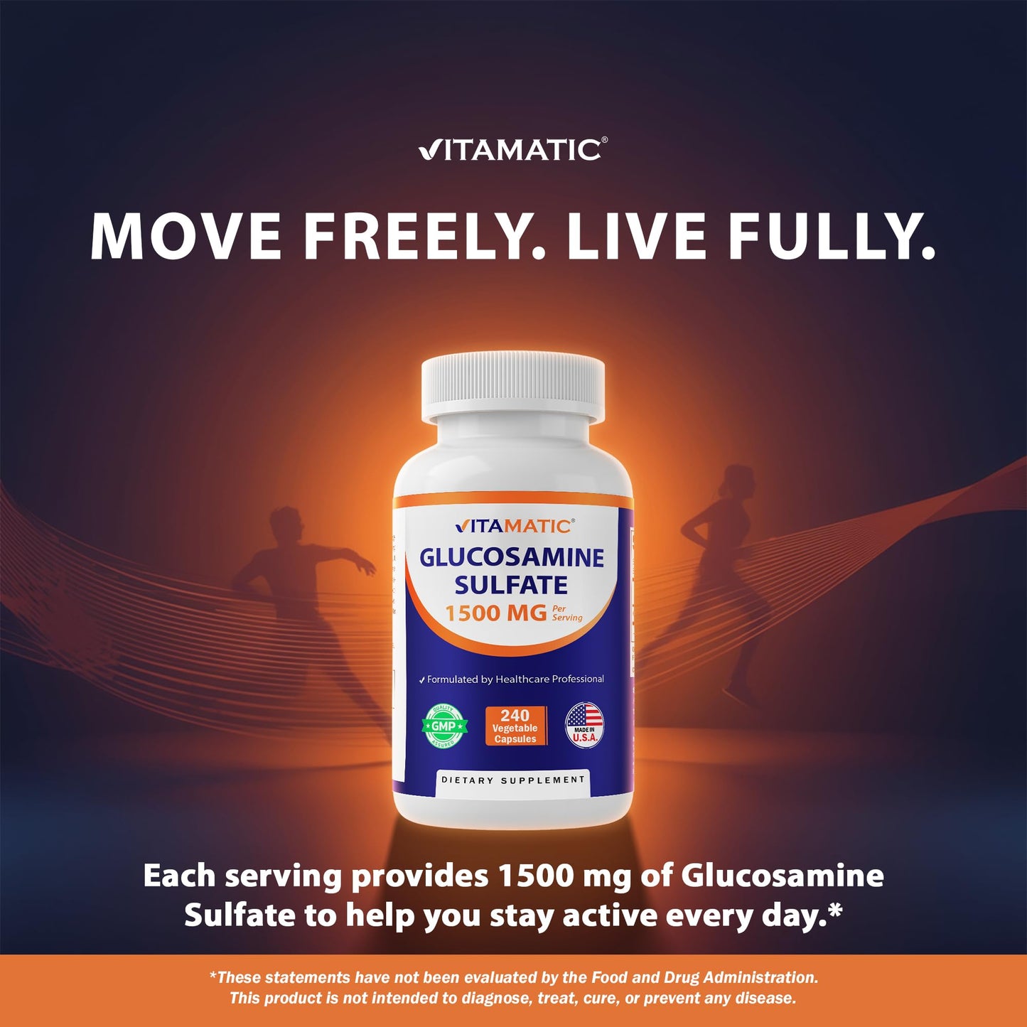 Vitamatic Glucosamine Sulfate Supplement Capsule, 240 Capsules