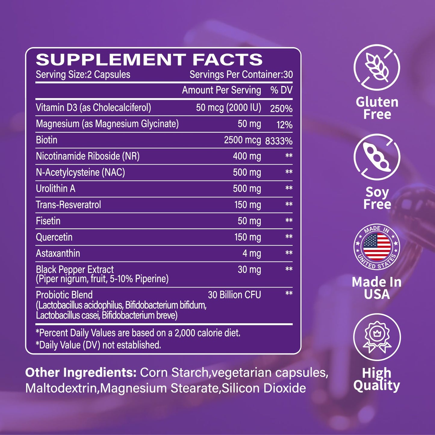 Ecliptron NAD+ Supplement for Women & Men 1800mg Liposomal NAD Plus with Nicotinamide Riboside & Resveratrol, Anti-Aging, Mitochondrial Health & Radiant Skin, 60 Capsules