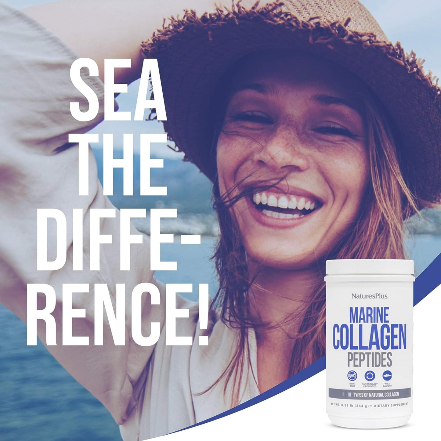 NaturesPlus Marine Collagen Peptides Unflavored Powder 8.48 Ounce