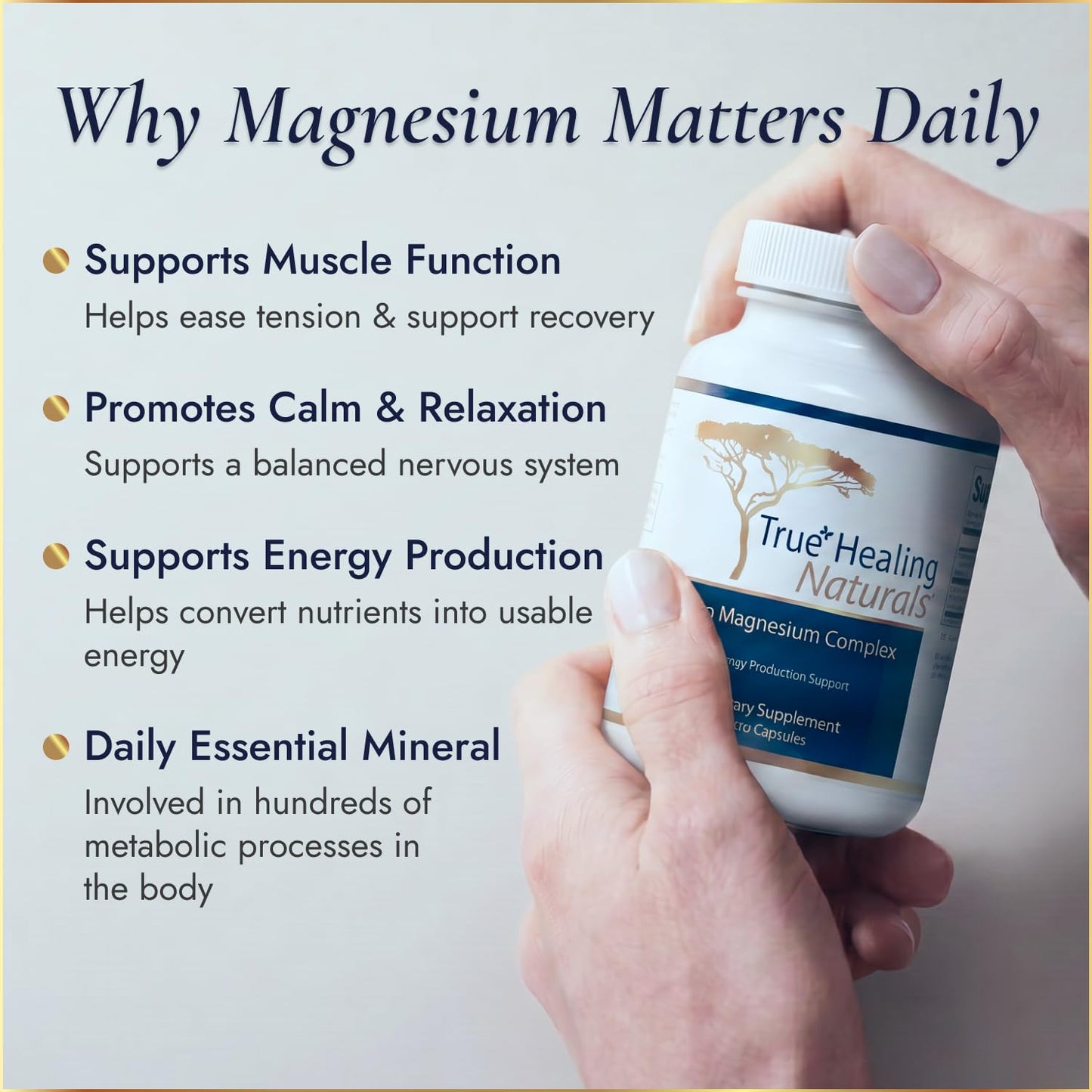 True Healing Naturals True Magnesium Complex Energy Production Support 3 Kinds of Magnesium Capsules 1 Count