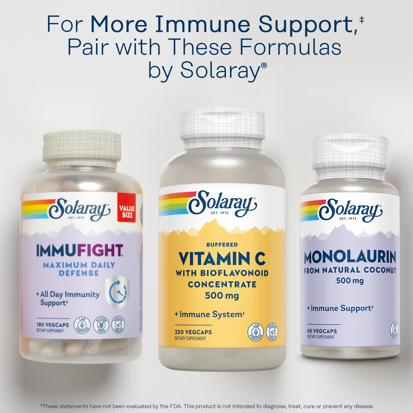 SOLARAY Buffered Vitamin C 500mg with Bioflavonoids, Rose Hips and Acerola Cherry Immune Support Capsules 250