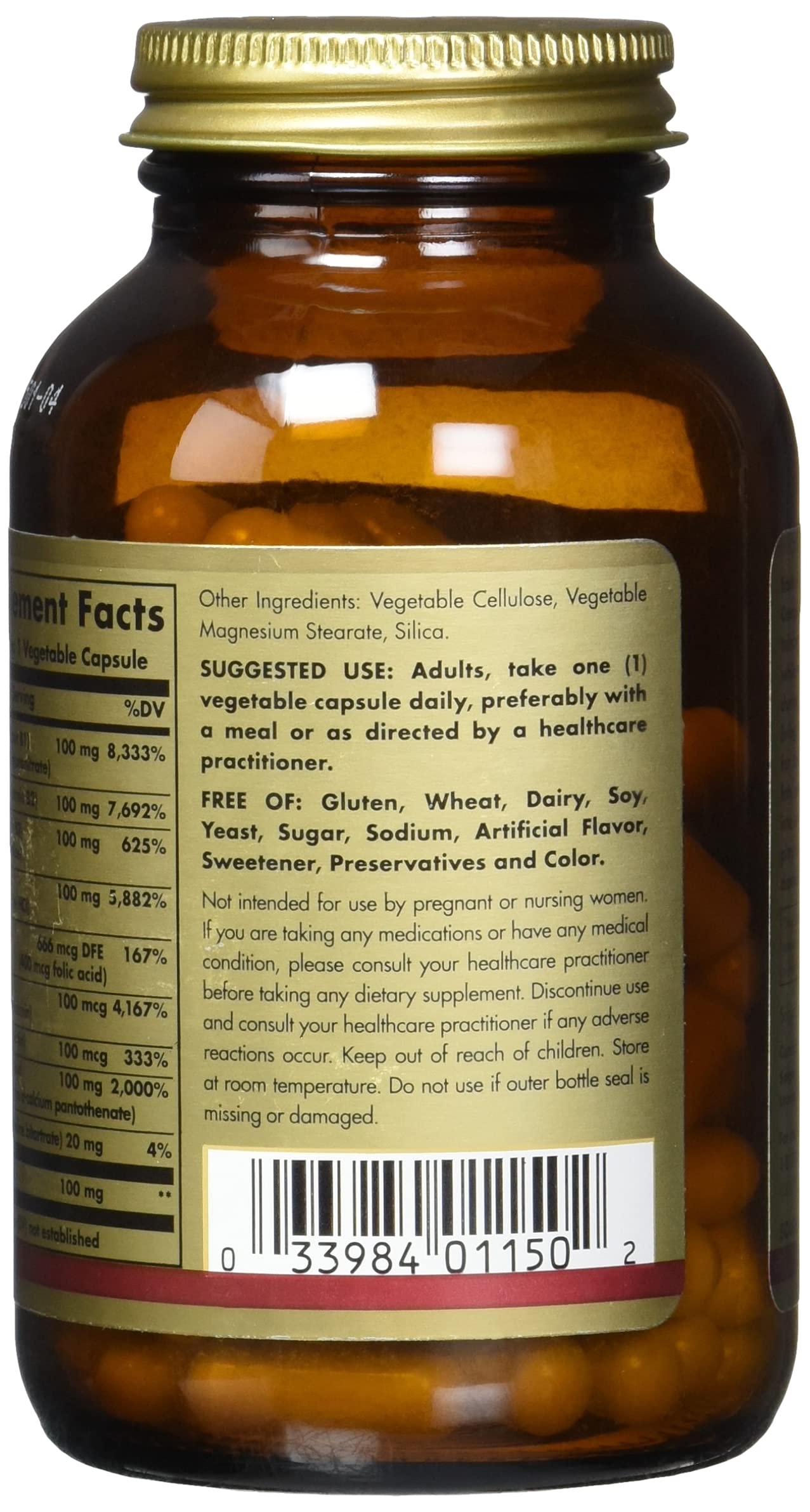 Solgar B-Complex 100 Vegetable Capsules, 100 Count