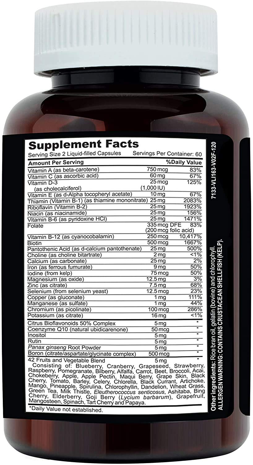 Clinical Daily Complete Whole Food Multivitamin Supplement for Women & Men Capsules, 120 Count