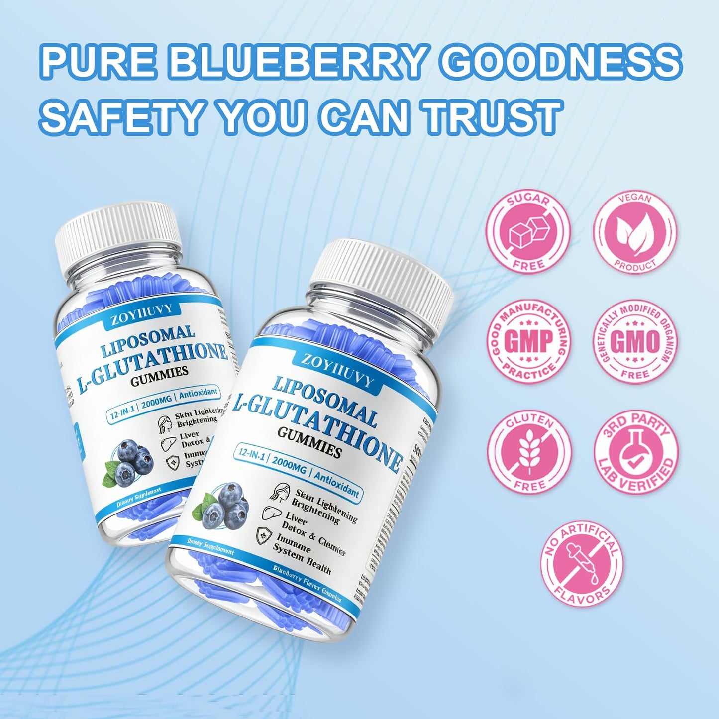 ZOYIIUVY Liposomal Glutathione Gummies 2000mg, 60 Count