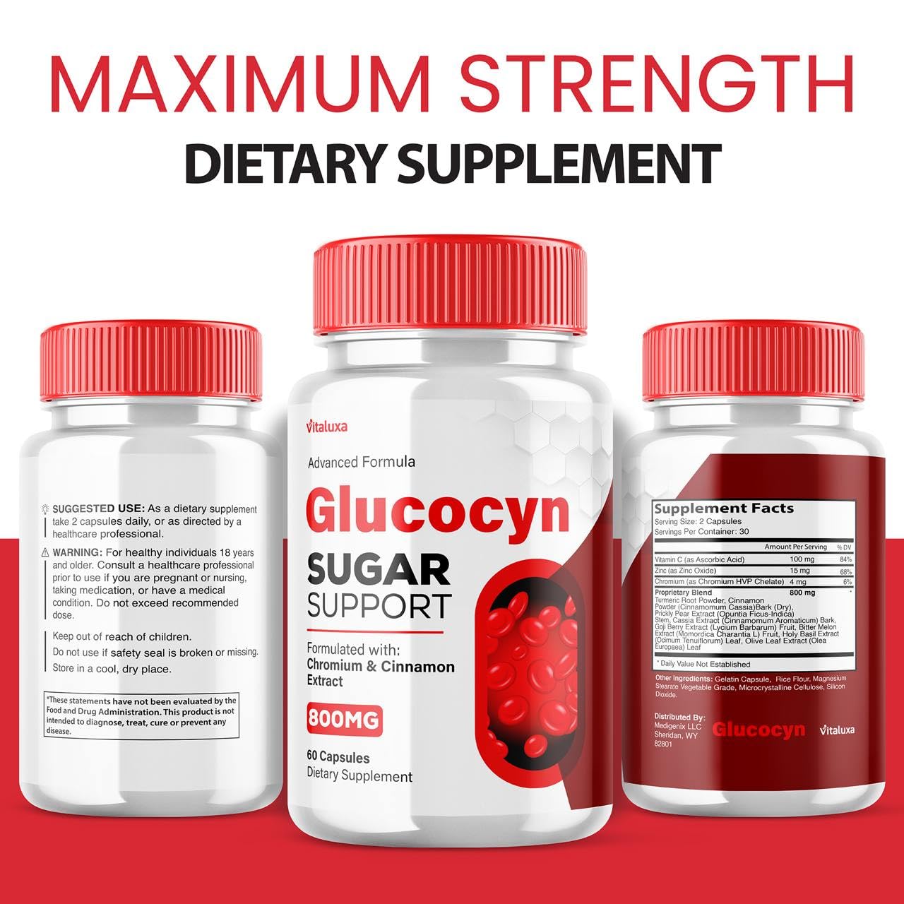 Vitaluxa Glucocyn Support Capsules 120 Count