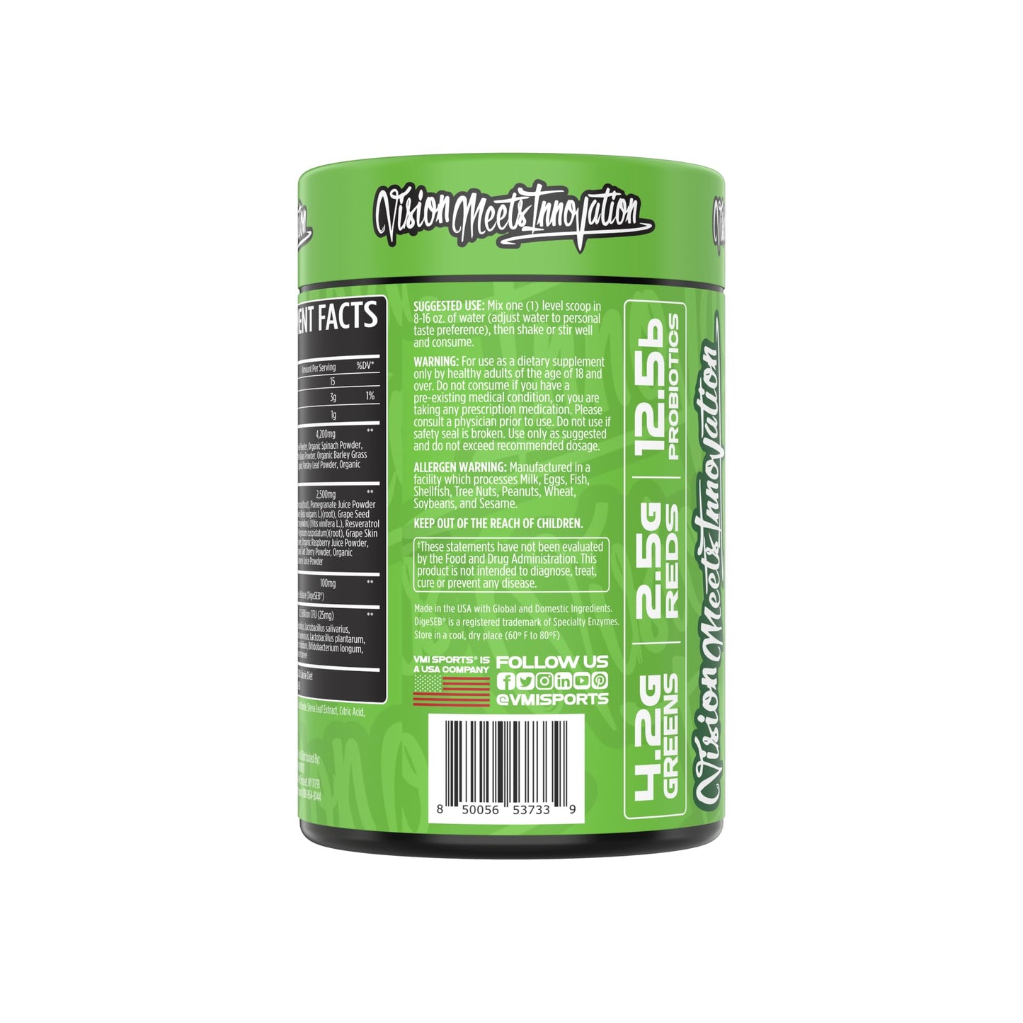VMI Sports Greens + Reds Advanced Superfood Immunity and Gut Health Powder, 8.68 Ounce