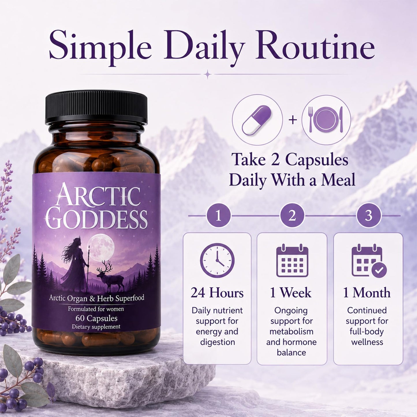 GFG Arctic Goddess Reindeer Supplement for Women 60 Capsules