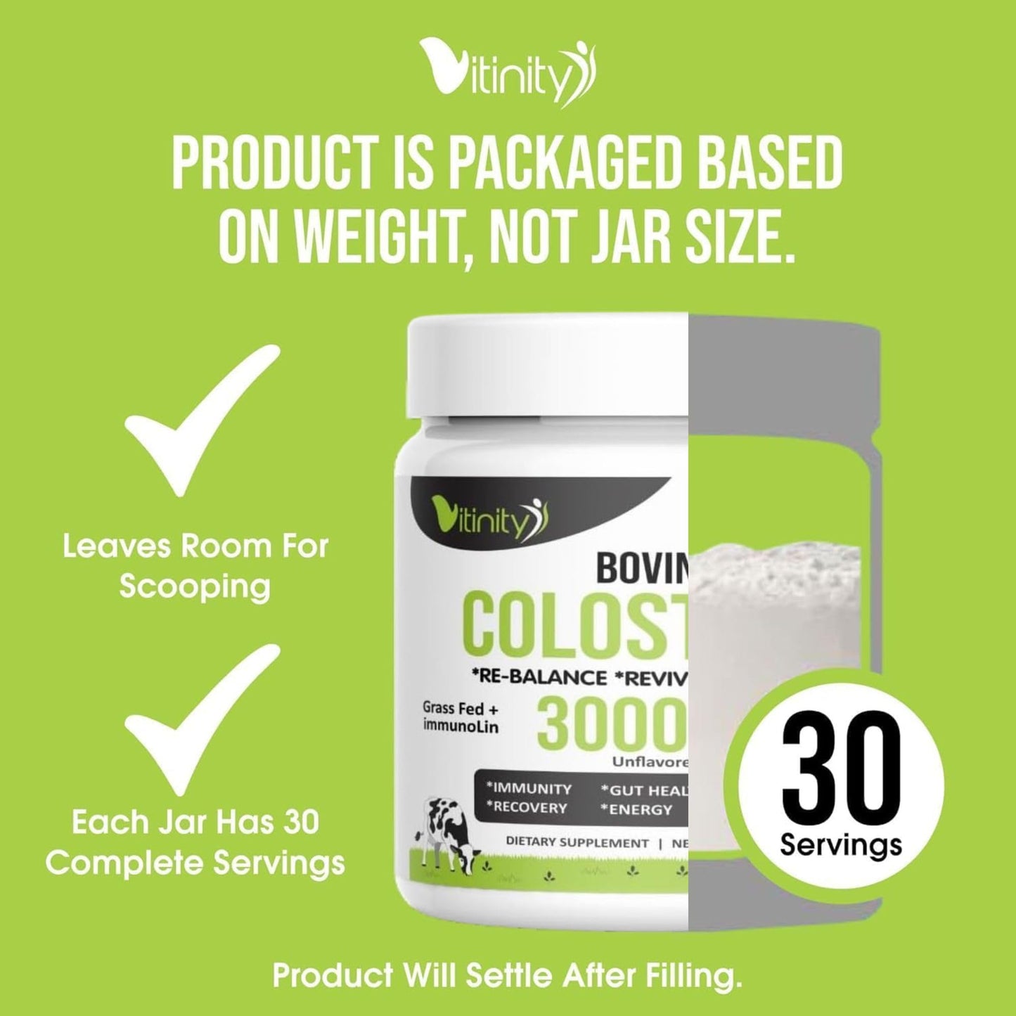 VITINITY Grass Fed Bovine Colostrum Powder 2 Pack