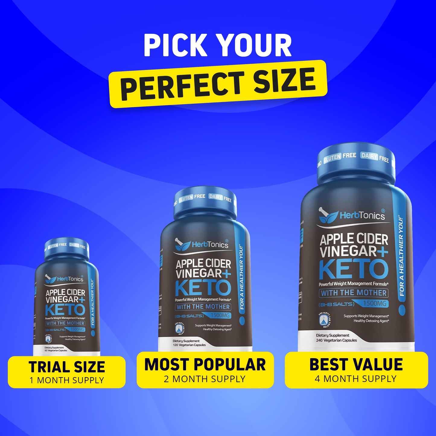Herbtonics Apple Cider Vinegar + Keto BHB 120 Capsules