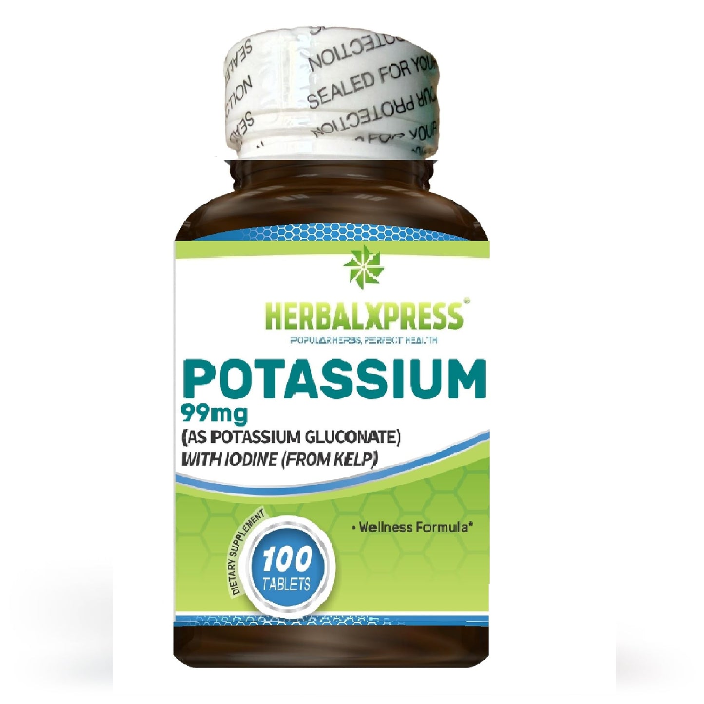HerbalXpress LLC Potassium Wellness Formula 99mg 100 Tablets