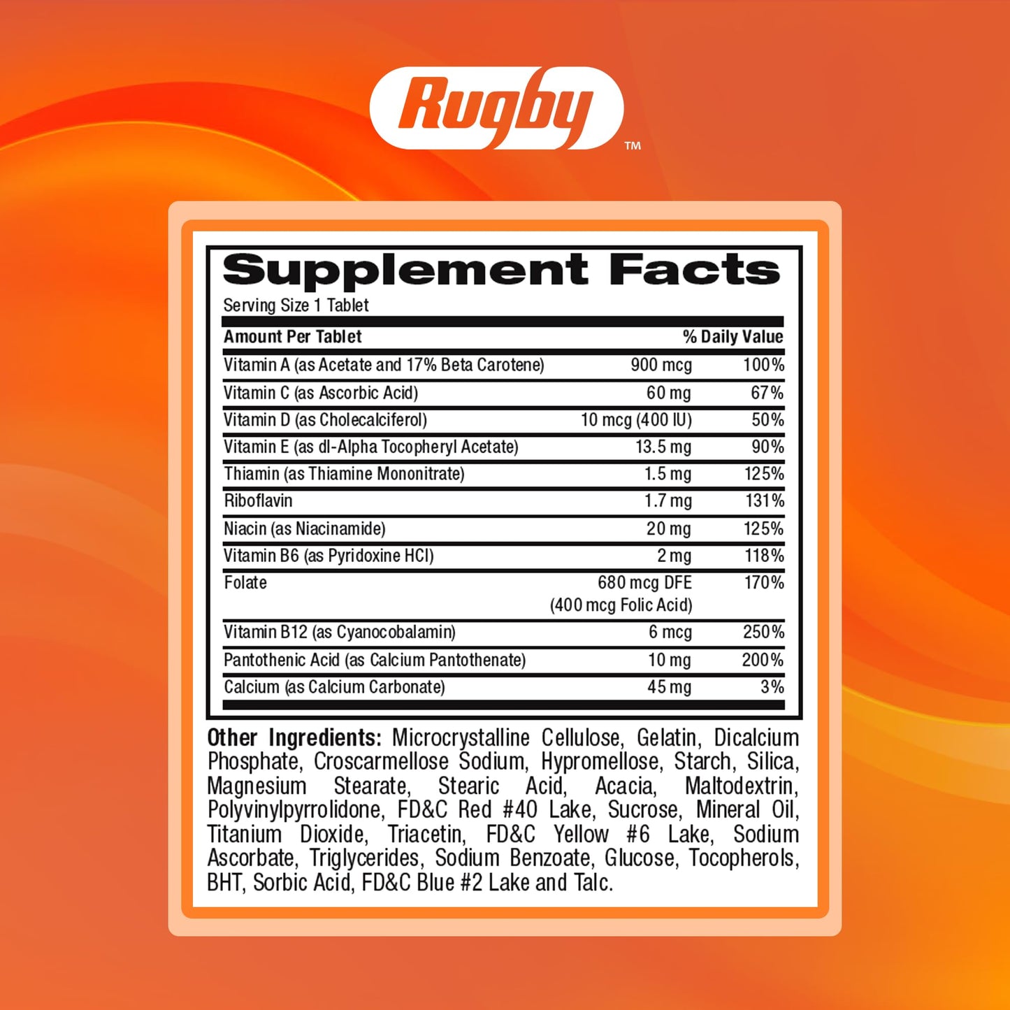 Rugby Laboratories Daily-Vite Multivitamin Tablets, 1000 Count