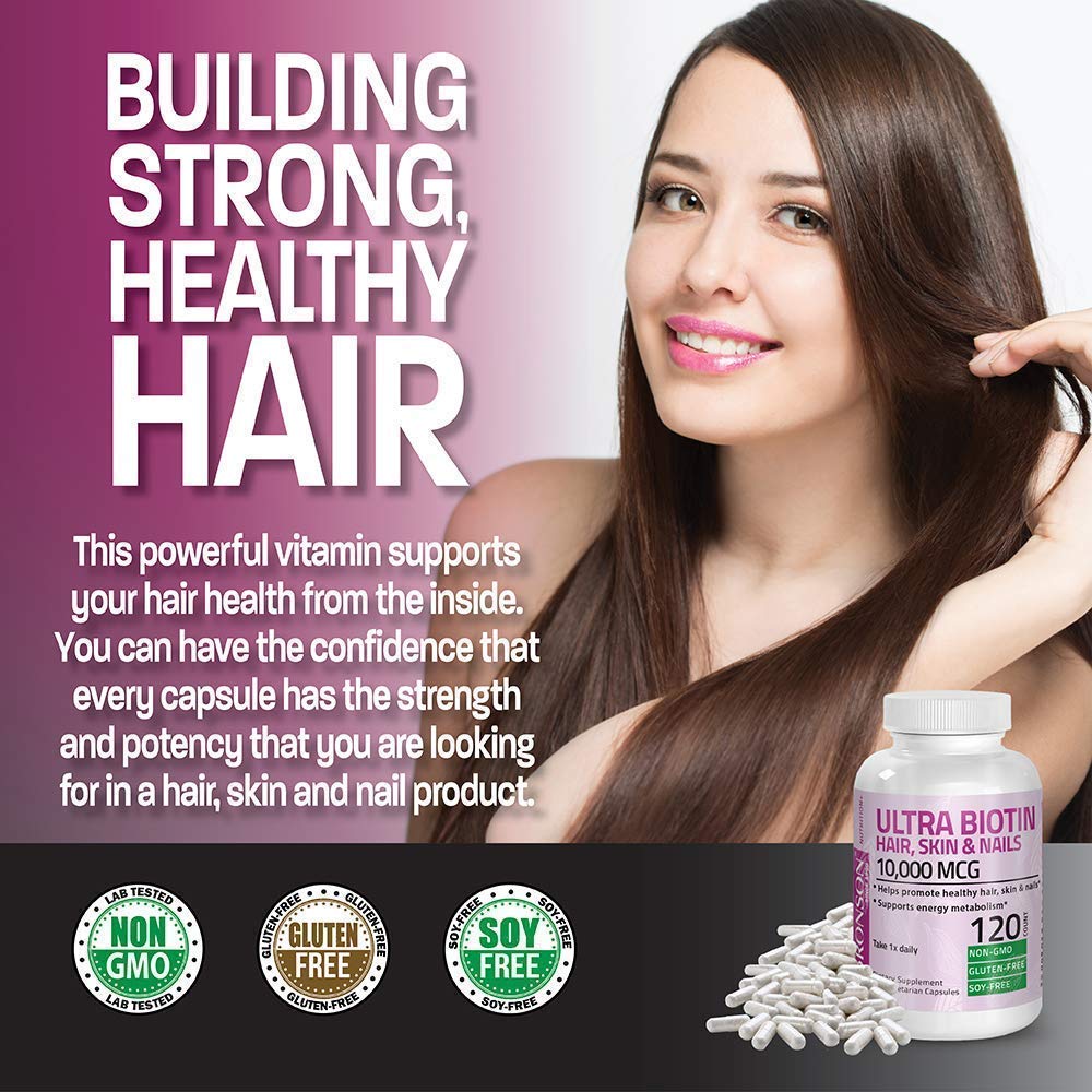Bronson Marine Collagen Peptides Hydrolyzed Protein + Ultra Biotin 10,000 Mcg Hair Skin and Nails Supplement Powder 2
