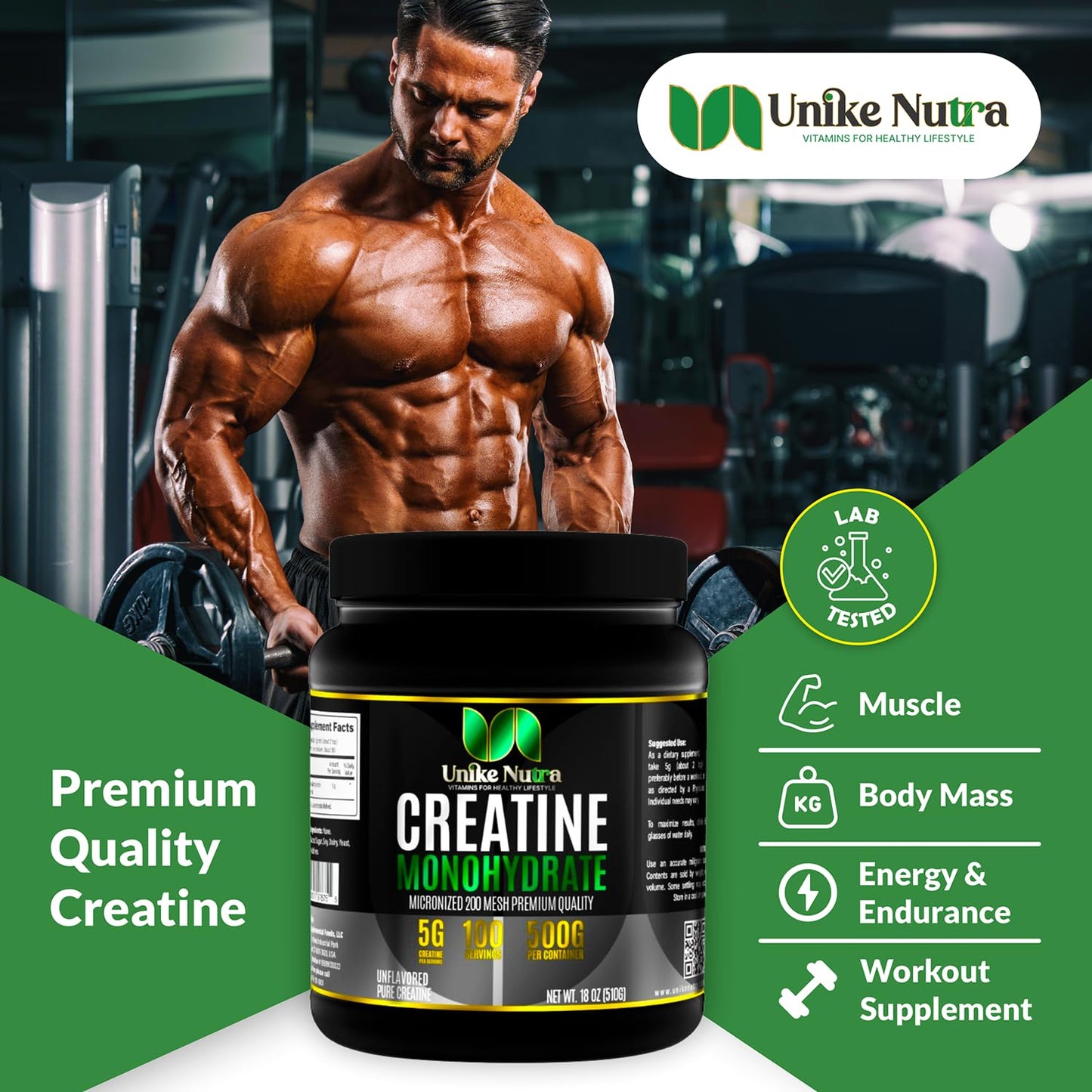 Unike Nutra Micronized Creatine Monohydrate Powder, Pack of 2