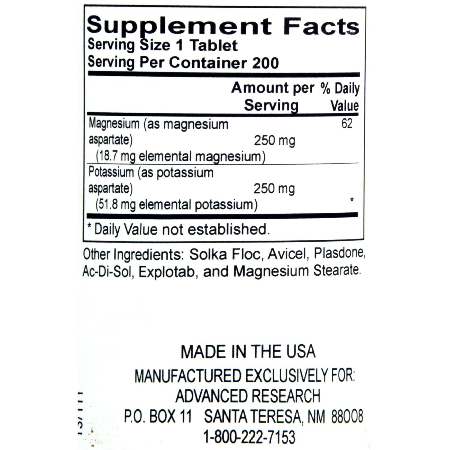 NCI Advanced Research Dr. Hans Nieper K Mg Capsules, 200 Count