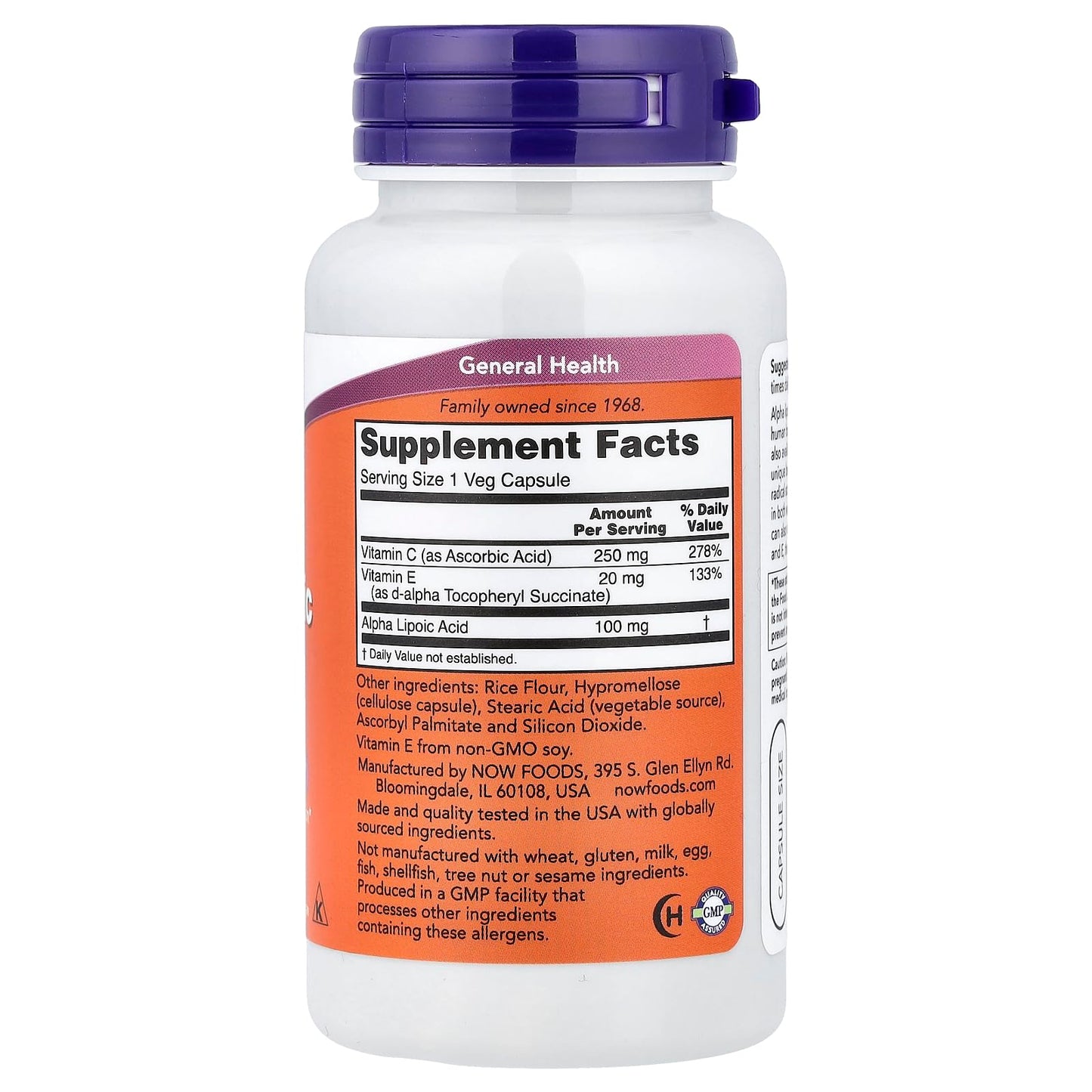 NOW Foods Alpha Lipoic Acid 100mg with E & C Capsules, 60 Count
