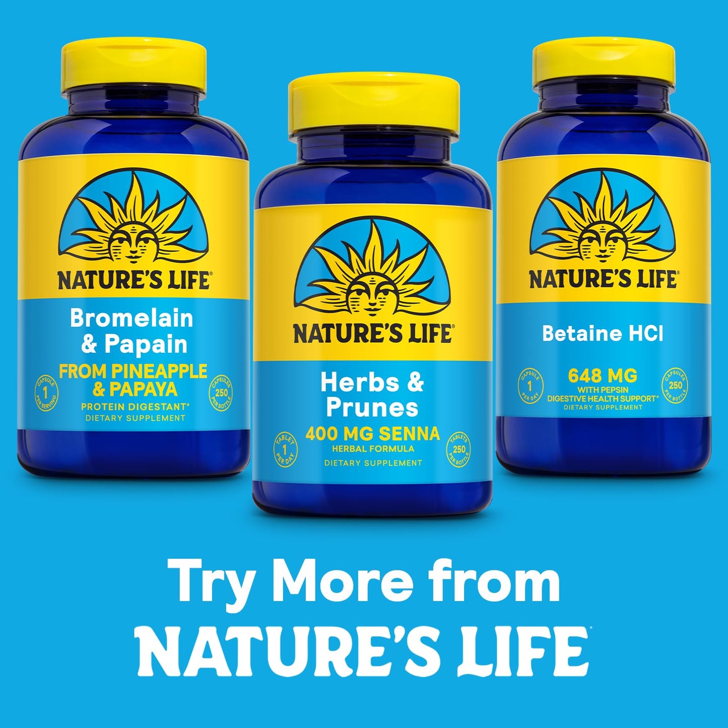 Nature's Life Herbs & Prunes Herbal Supplements with 400mg Senna Leaves Tablets, 250 Count