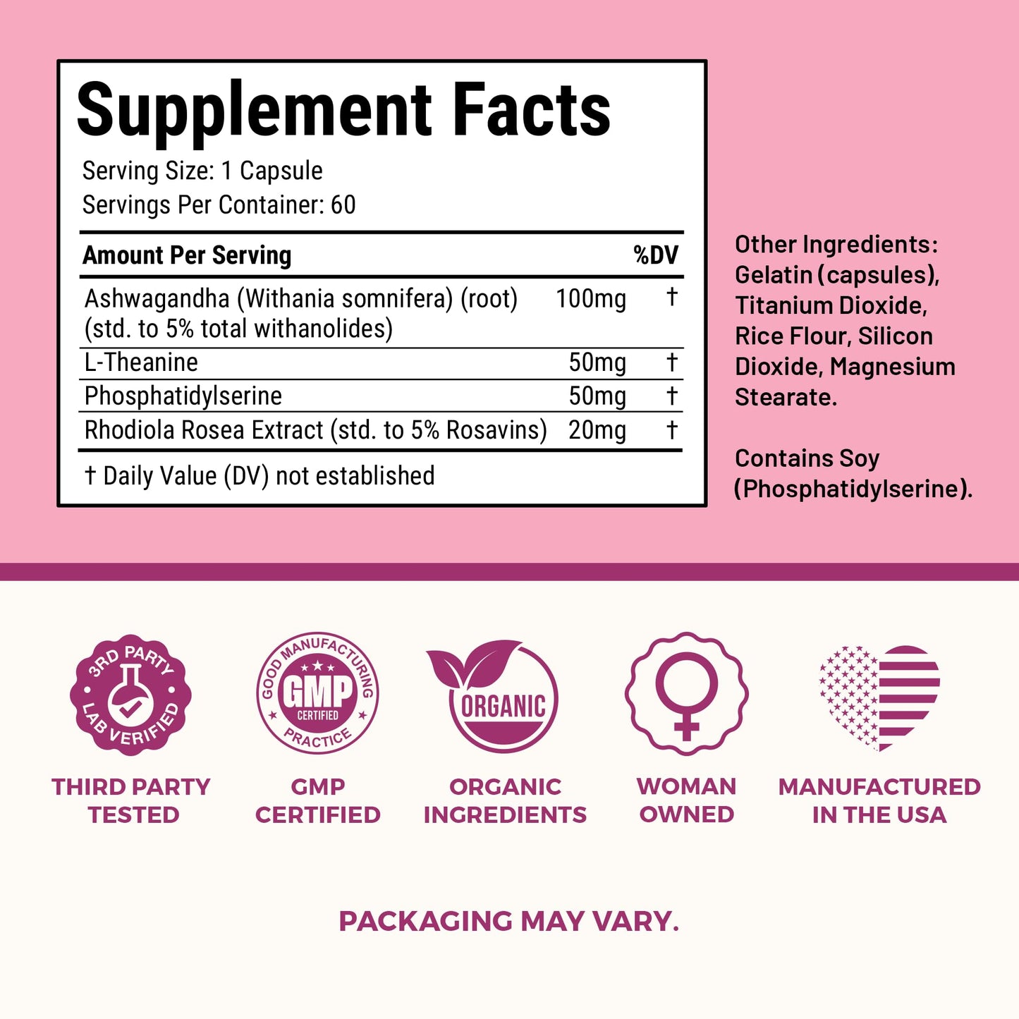 VITA-PCOS Cortisol Supplement for Women, 60 Capsules