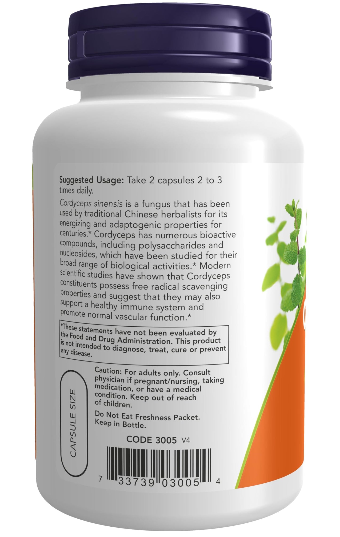 NOW Foods Cordyceps 750 mg Capsules, 90 Count