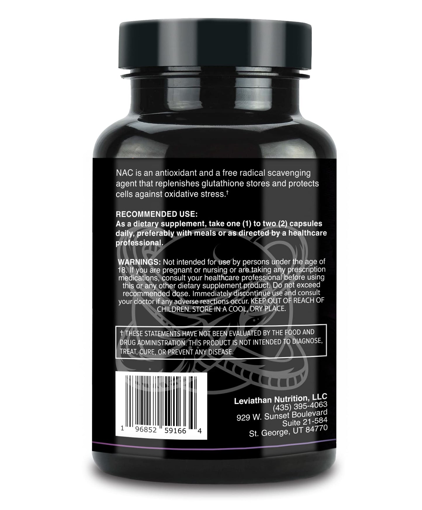 Leviathan Nutrition N-Acetyl Cysteine Supplement 120 Capsules