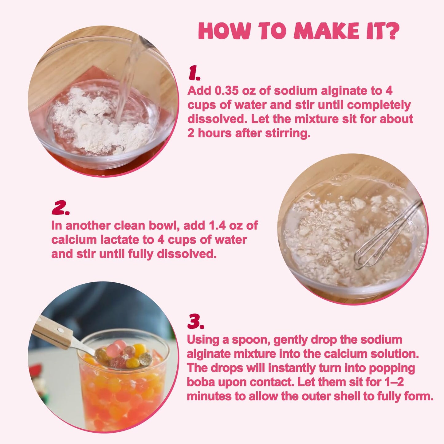 provspro DIY Popping Boba Kit – Make Juice Pearls at Home Sodium Alginate & Calcium Lactate Set Powder 1 Kit