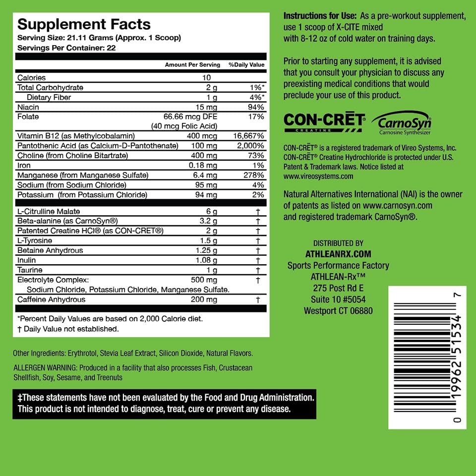 ATHLEAN-RX X-CITE Pre-Workout by ATHLEAN-X Powder 15.61 Ounce