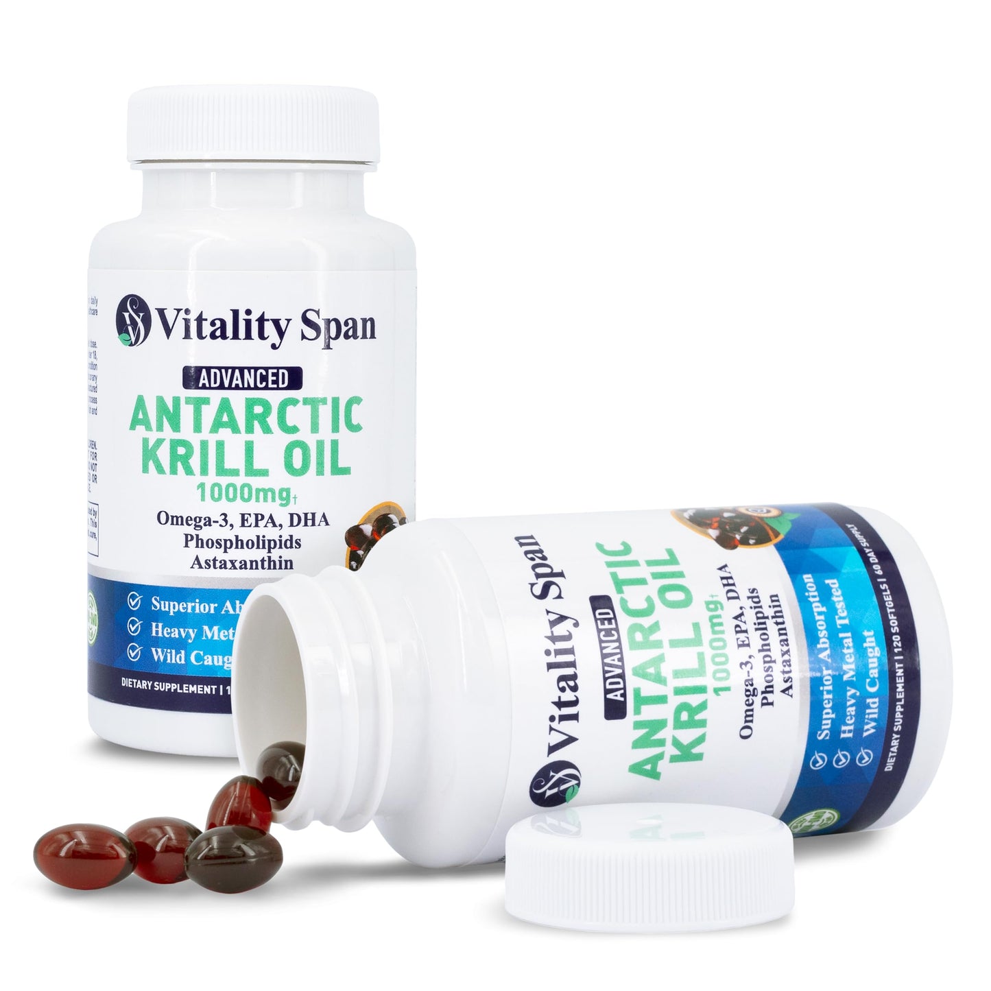 Vitality Span Krill Oil 1000mg Softgels, 120 Count