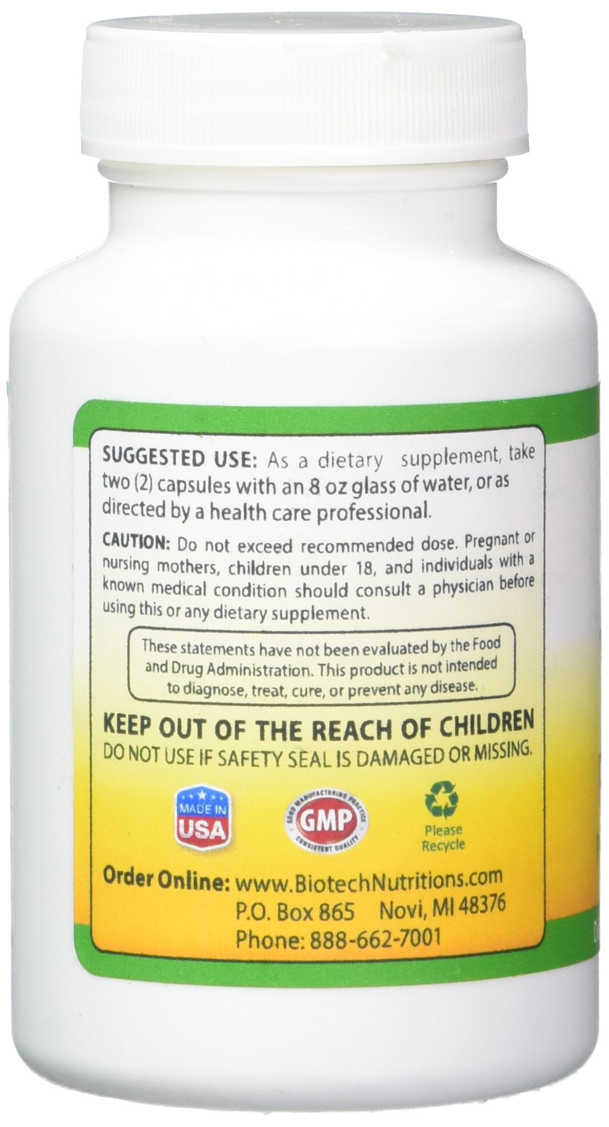 Biotech Nutritions Yacon Root Extract 1200 mg Capsules, 60 Count