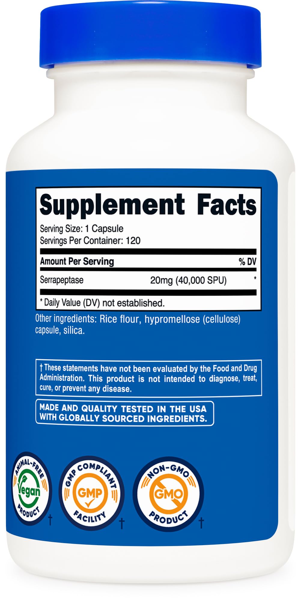 Nutricost Serrapeptase (40,000 SPU) Capsules 120 Count