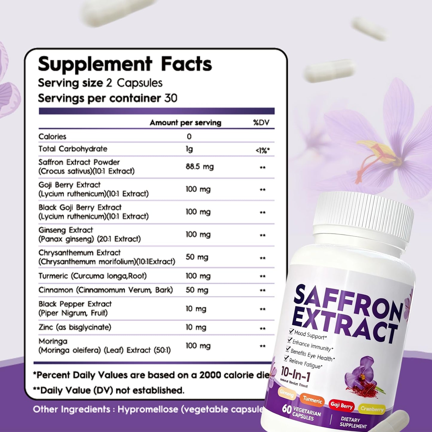 Aihuolian Saffron Turmeric Ginseng Zinc Complex Capsules, 60 Capsules