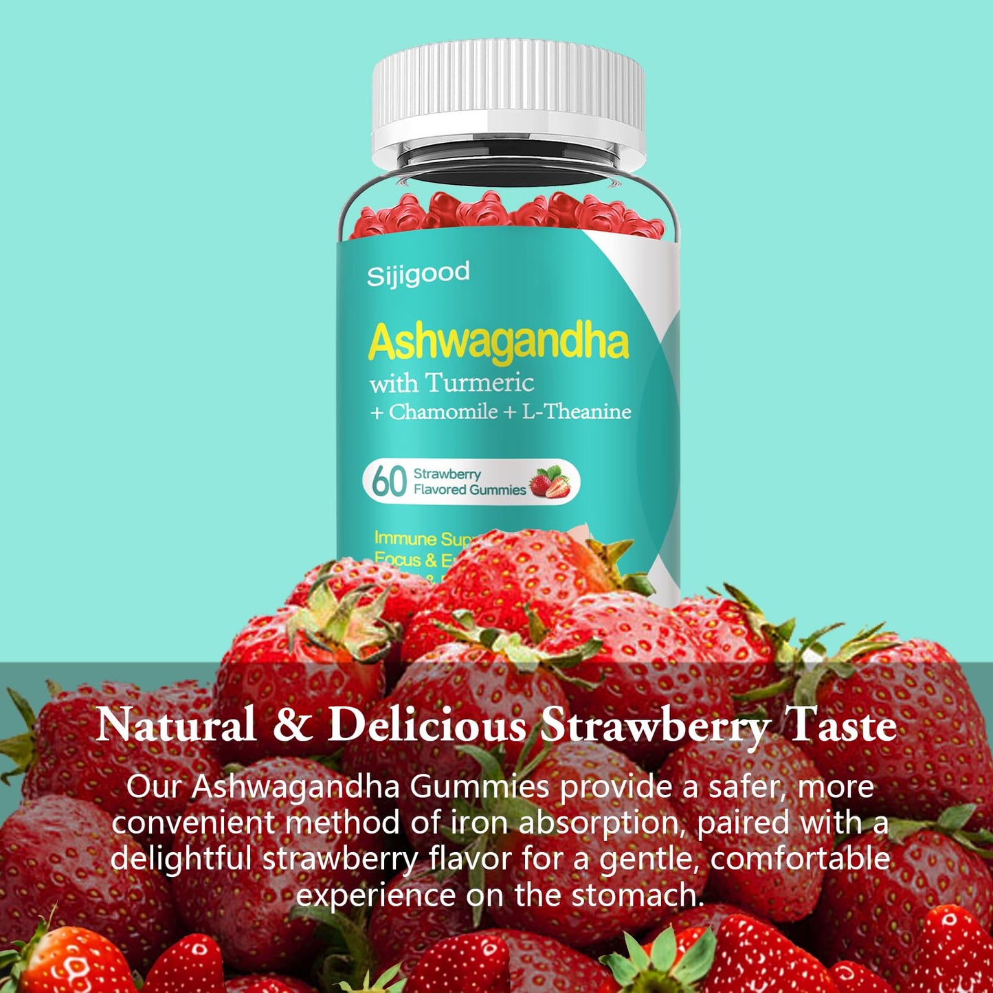 Sijigood Ashwagandha Gummies with L-theanine, 120 Gummies