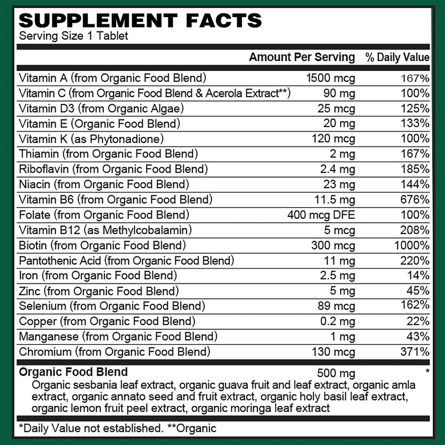 PlantFusion Organic Multivitamin for Women with Iron – Tablet, 30 Count
