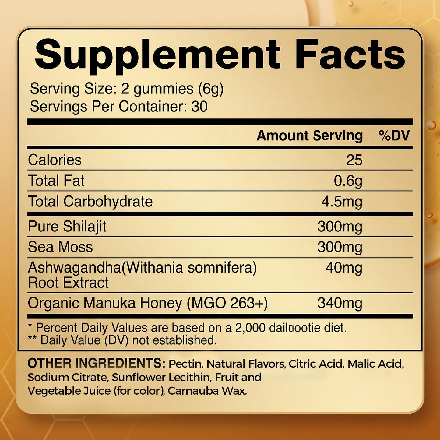 Plutarn Manuka Honey for Men, with Shilajit, Ashwagandha, Sea Moss 60 Gummies