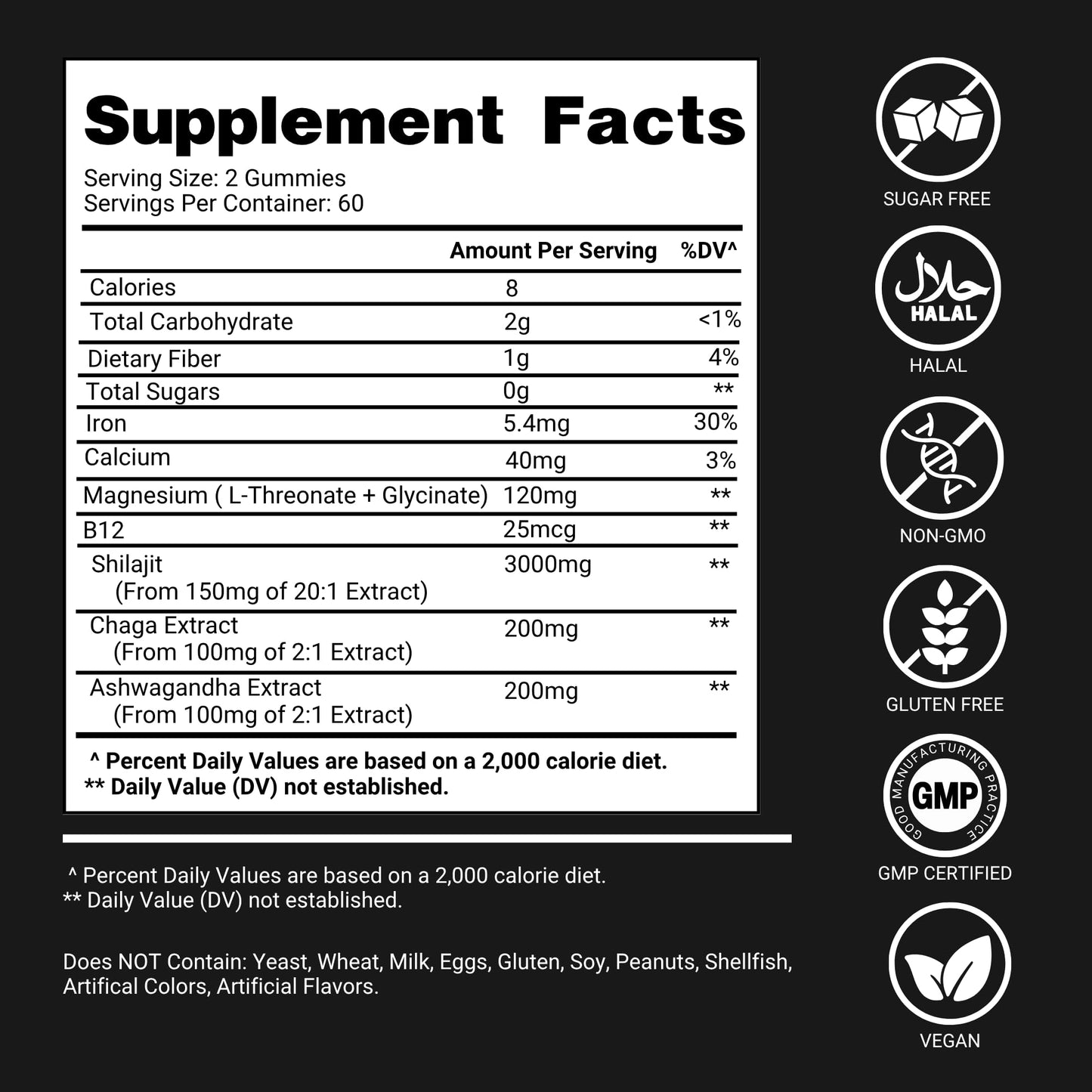 Premium Select Nutrition Shilajit Gummies for Men 3000mg, 120 Count