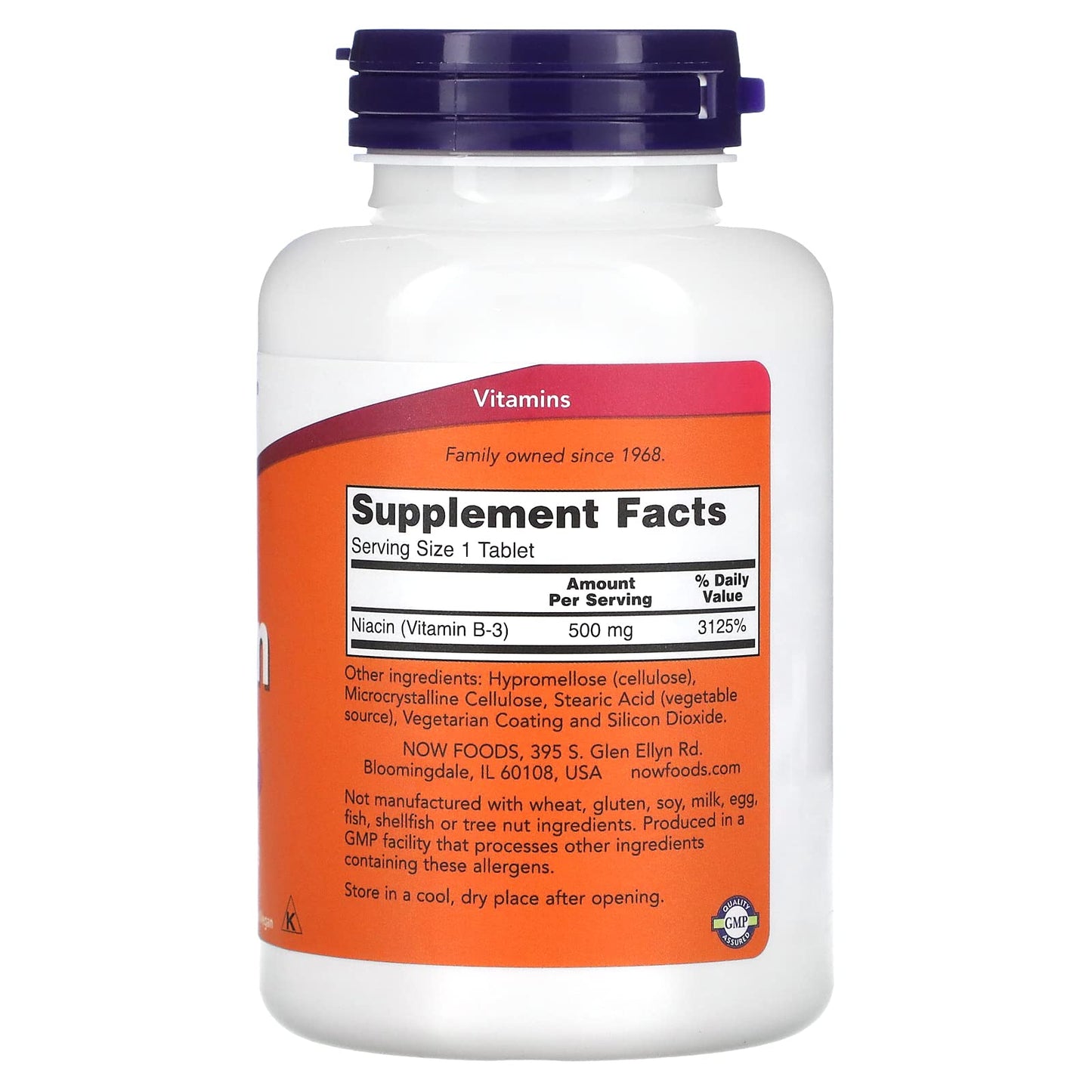 NOW Foods Niacin 500 mg Tablets, 500 Count