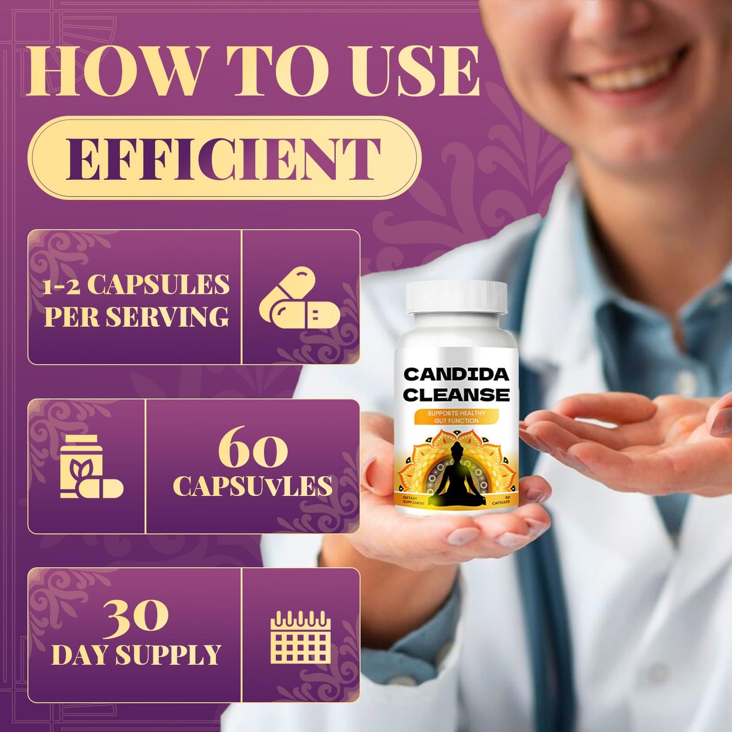 OCQOPM Candida Cleanse - Gut Support Capsule 0.98