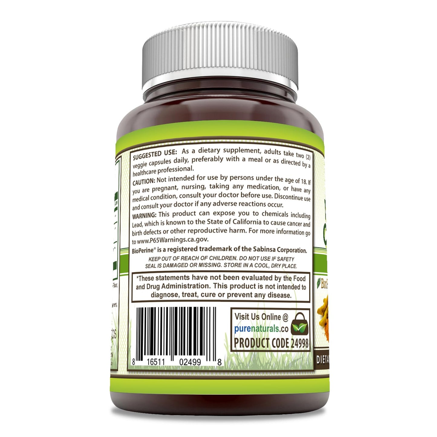 Pure Naturals Turmeric Curcumin with Bioperine 2250 mg Capsules, 90 Count