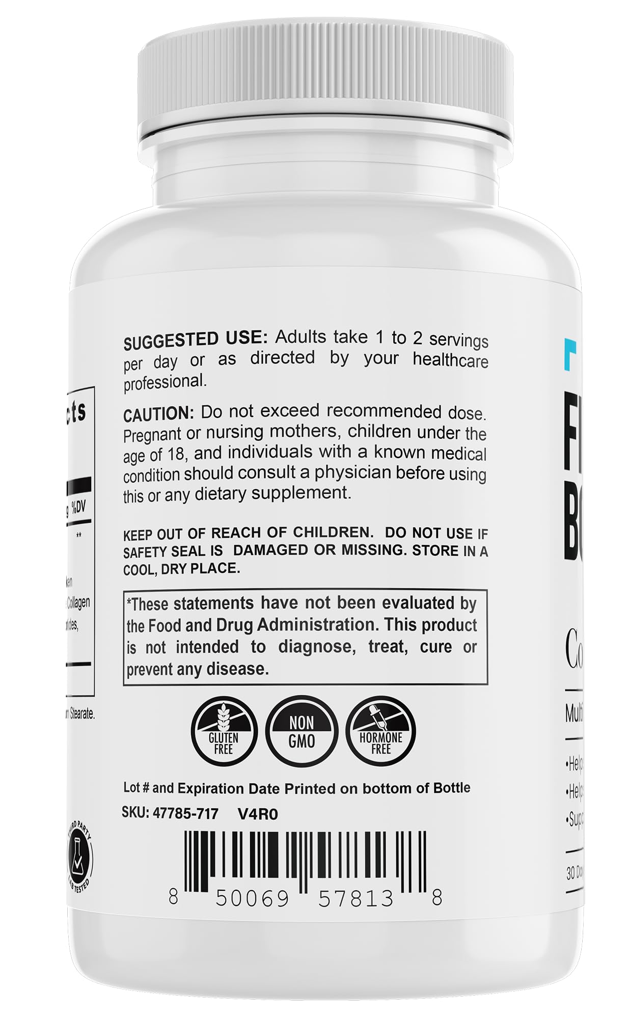 Fit Boxx Collagen5X Complete Multi-Source Collagen Types I, II, III, V & X Capsules, 90 Count