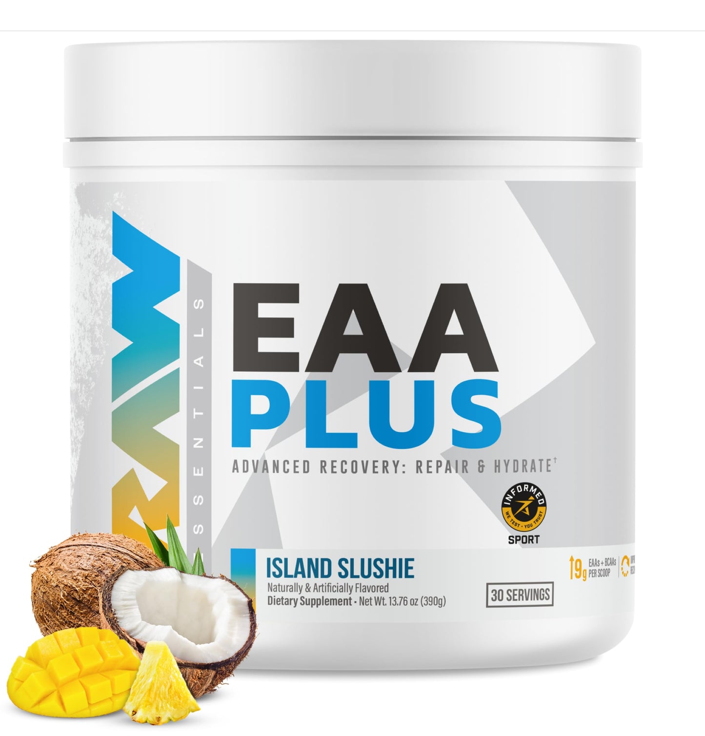 RAW EAA Plus Amino Acids Powder Island Slushie, 14.6 Ounce
