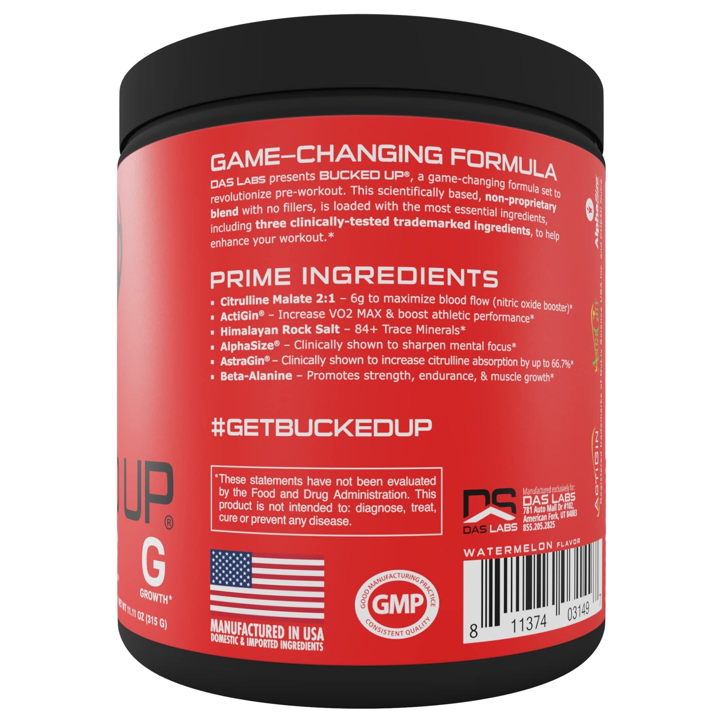Bucked Up Pre Workout Powder Watermelon 10.99 Ounce