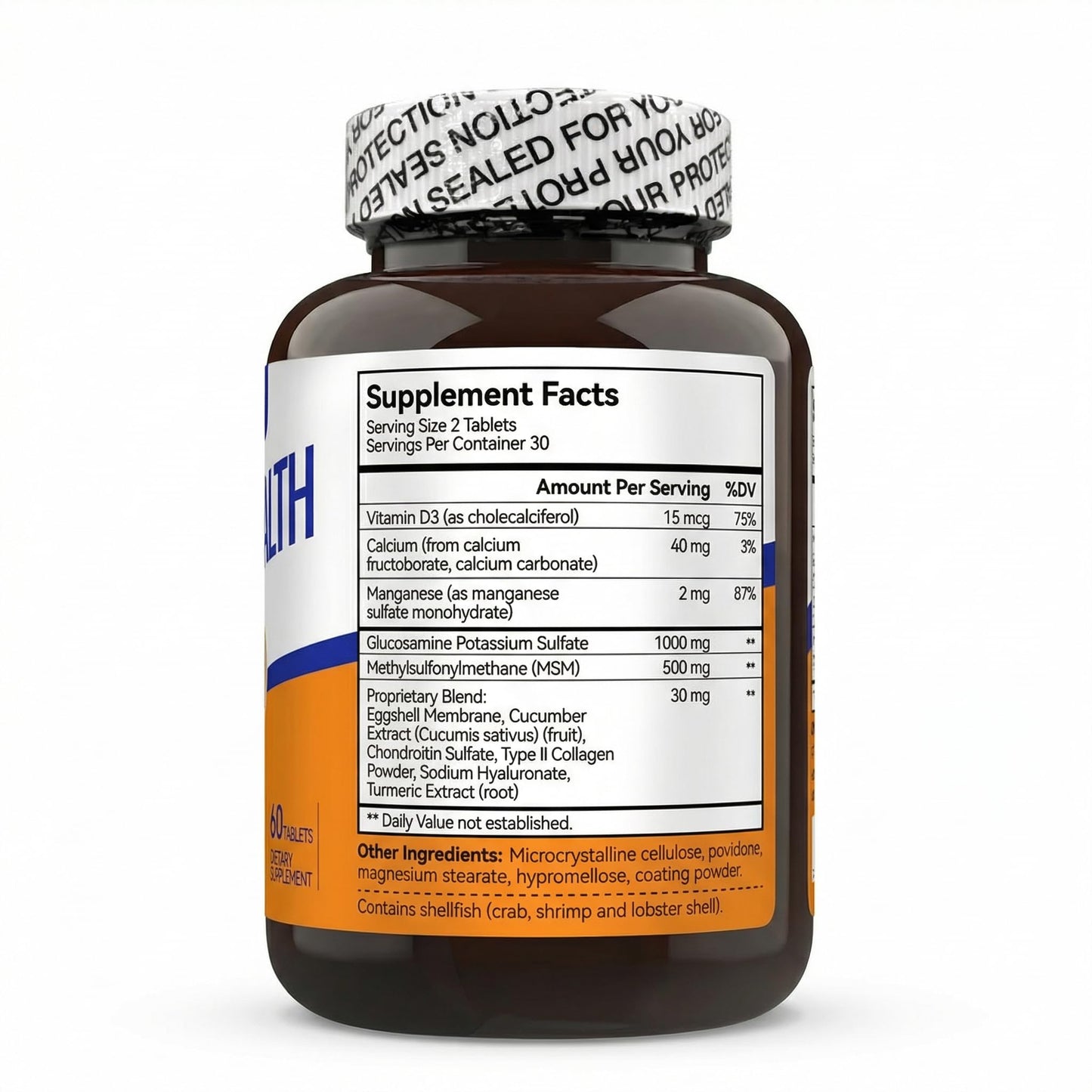 Joyung Joint Health Supplement with 1000mg Glucosamine & 500mg MSM - Advanced Cartilage & Bone Support - Includes Vitamin D3, Manganese & Eggshell Membrane, 60 Tablets