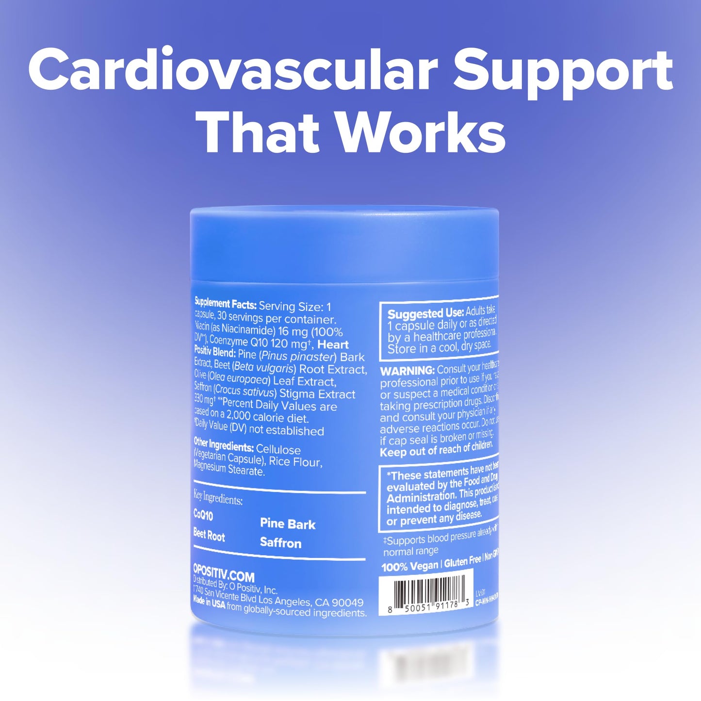 O Positiv MENO Heart + Blood Pressure Support Capsules 30 Count
