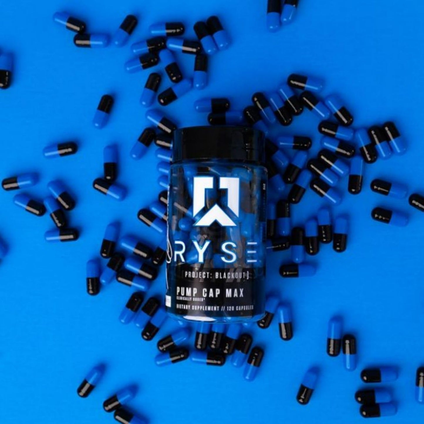RYSE Up Supplements Project Blackout Pump Cap Max Pre Workout Nitric Oxide Booster, Capsules, 120 Count