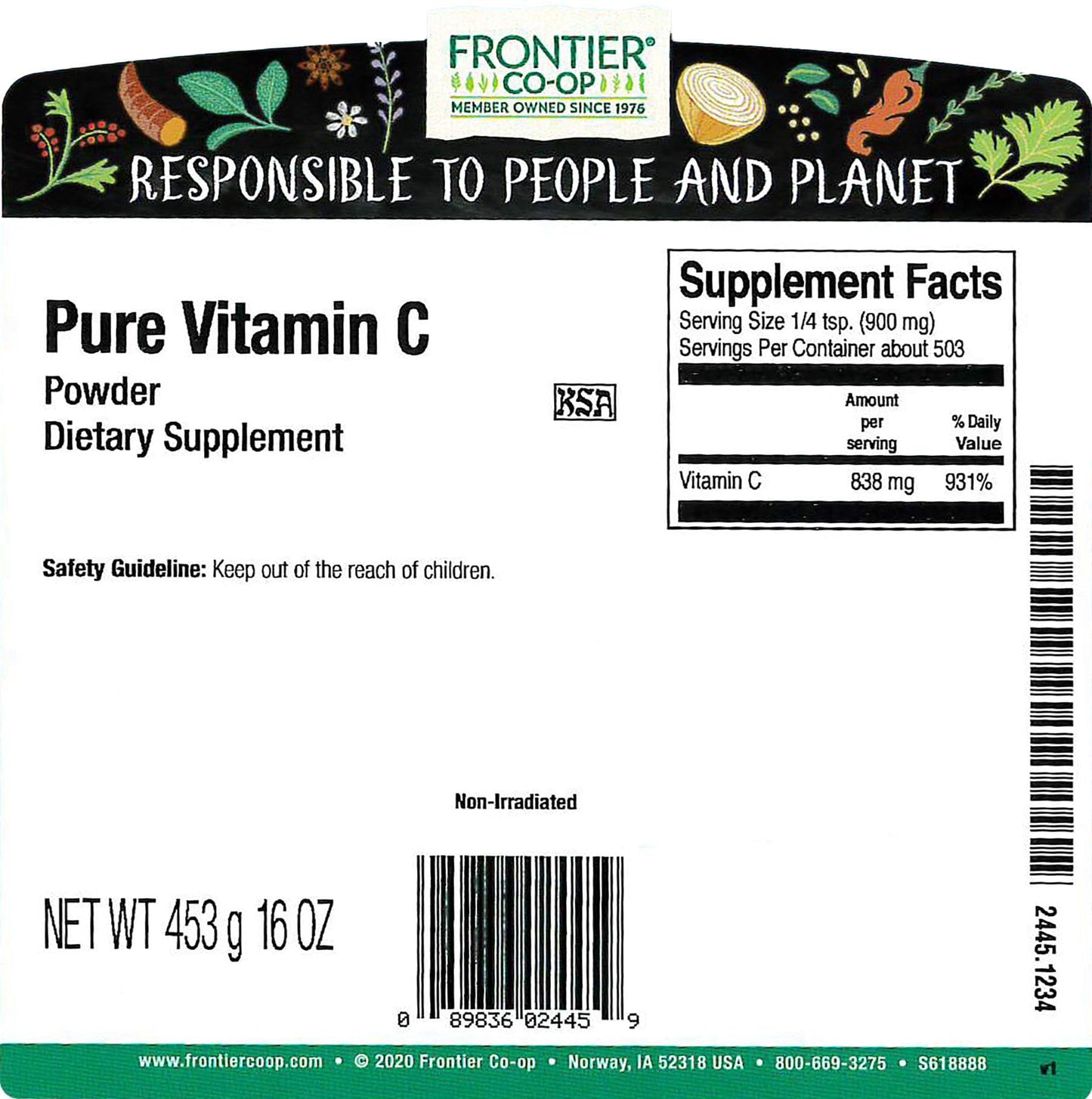 Frontier Co-op Vitamin C Powder, 16 oz