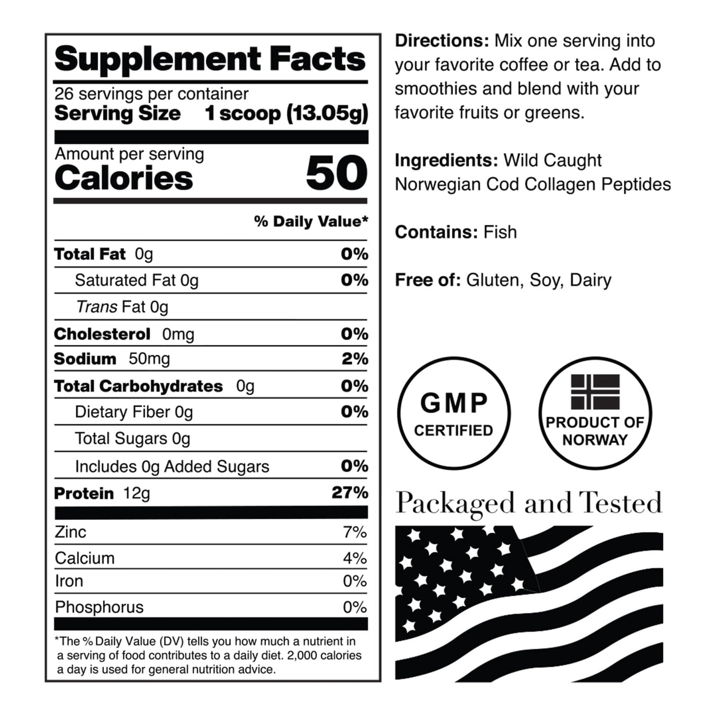 NorCal Organic Marine Collagen Peptides Powder, Skin Hair Nail & Joint, 12oz