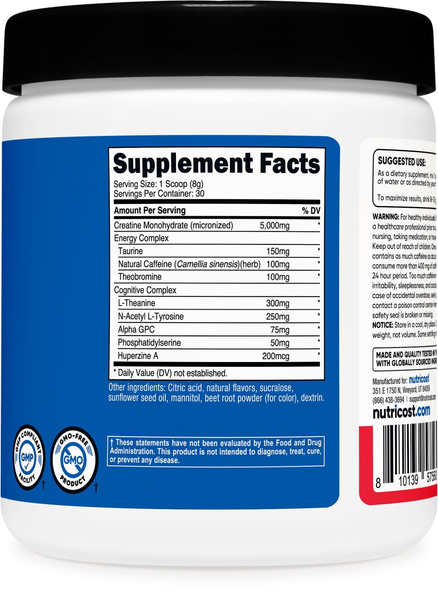 Nutricost Creatine + Energy Powder, 9 oz